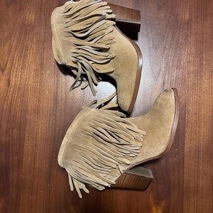 Frye Suede Fringe Trim Accent Western Boots